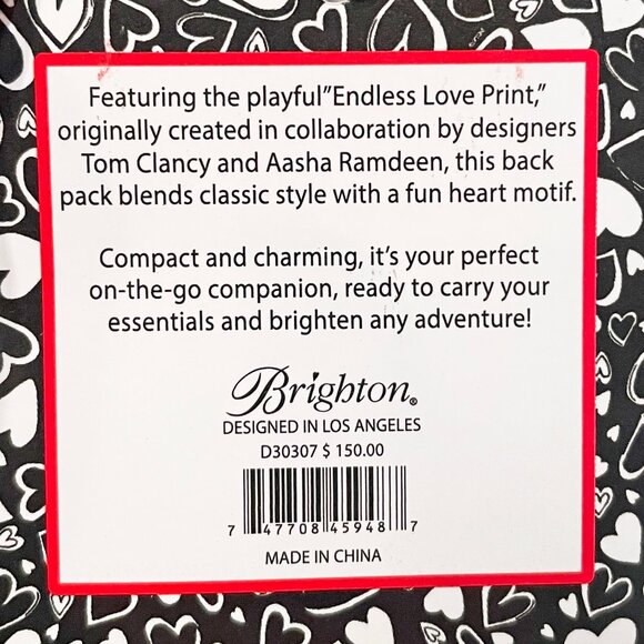Brighton \'Endless Love\' Black and White mini-Tote Backpack